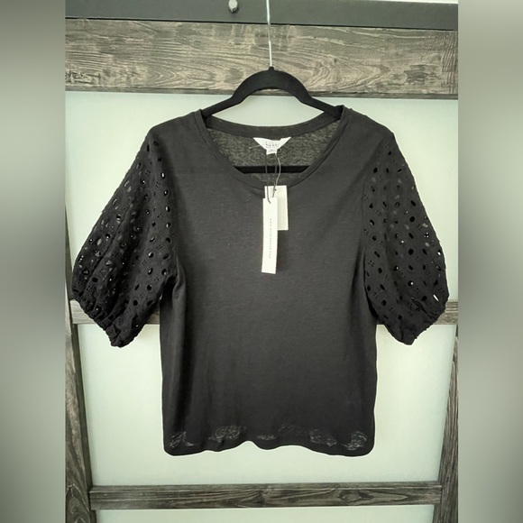 Medium Nicole Miller black eyelet top - Picture 1 of 4